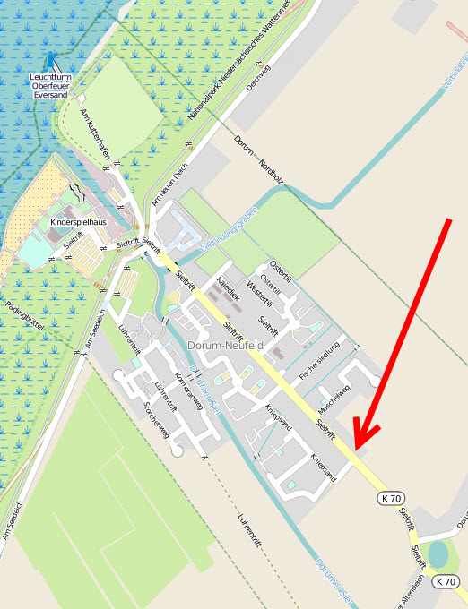 Lage der Wohnung FeWo Neumann Dorum Neufeld